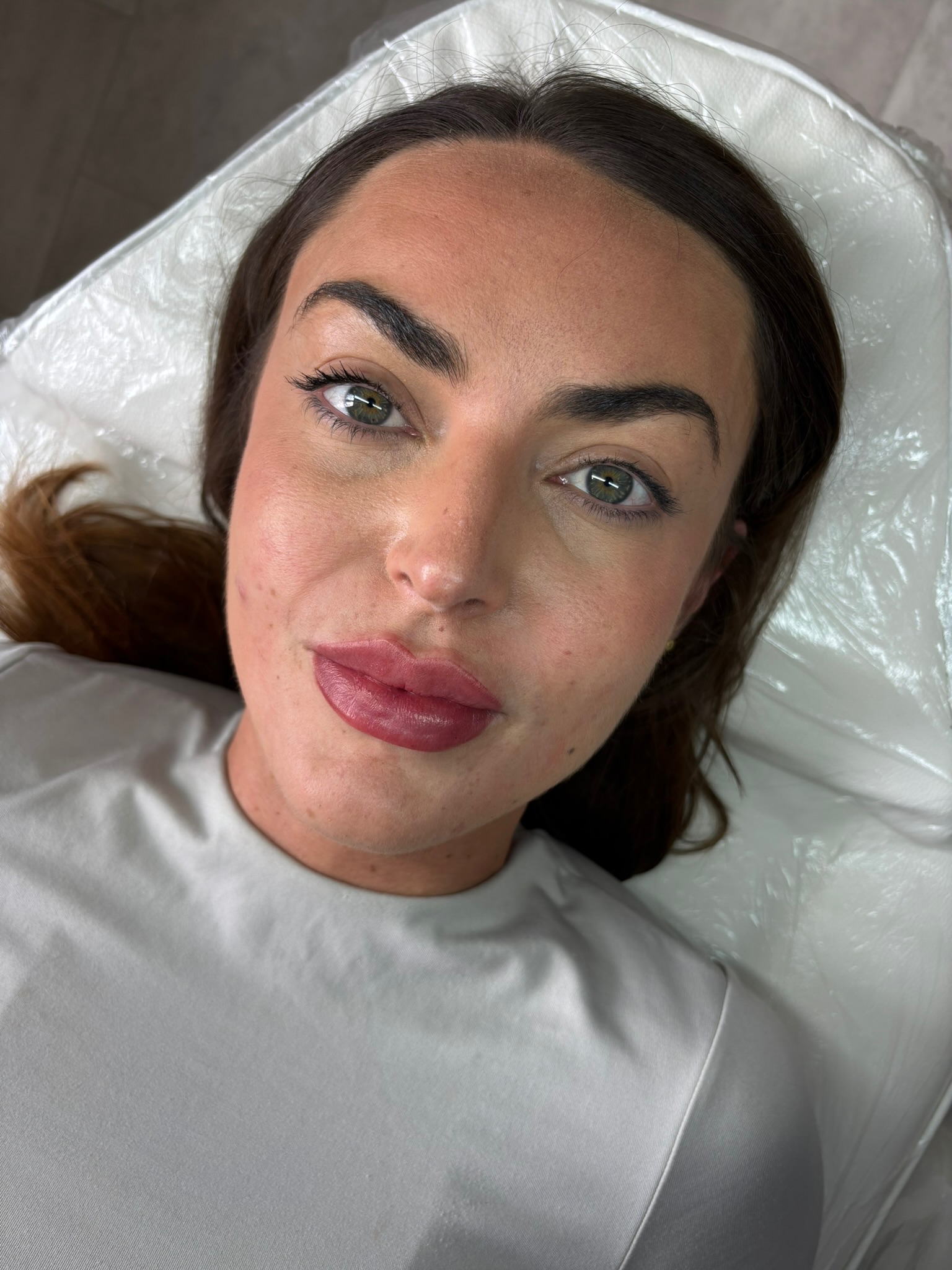 Full face portrait with ombré brows and lip blush treatment