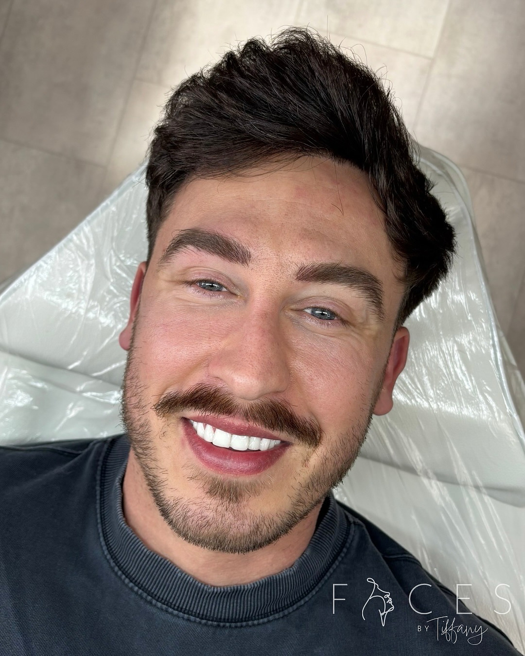 Male eyebrow permanent makeup result